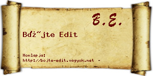 Böjte Edit névjegykártya